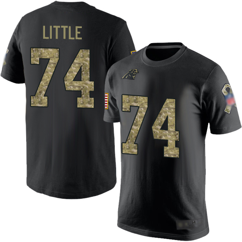 Carolina Panthers Men Black Camo Greg Little Salute to Service NFL Football #74 T Shirt
